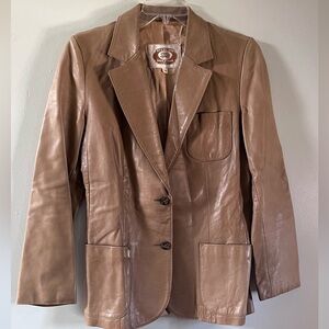 Vintage Overland Sheepskin Co. Tan Lamb Leather Jacket Blazer